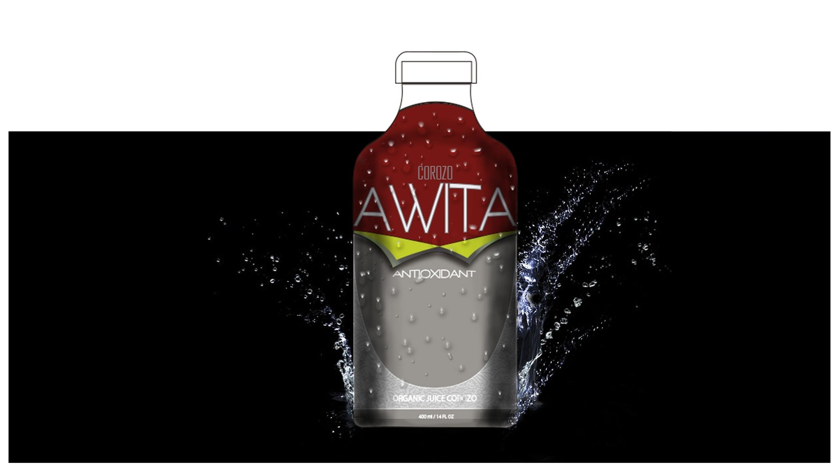 AWITA — póster fondo negro, splash plateado